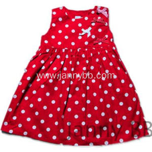 girls red dots princess dress with bowknots